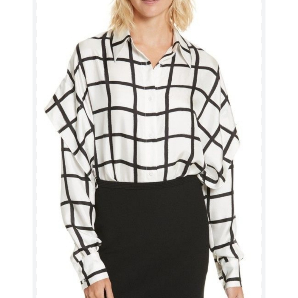 Women's Black and White Checkered Top